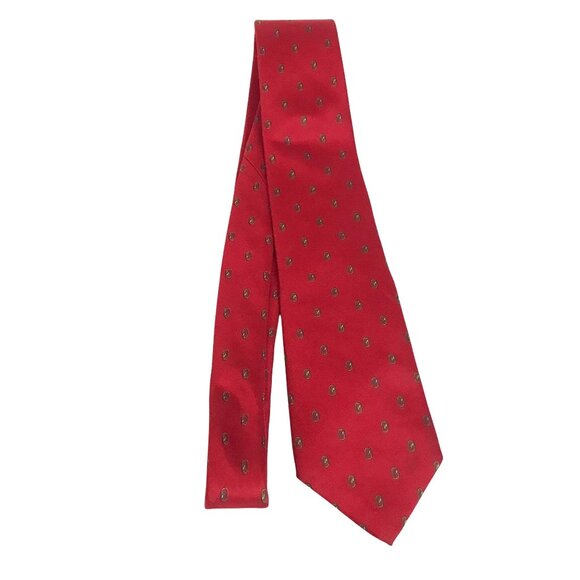 Christian Dior Red Silk Tie With Subtle Oval Pattern Made In USA Woven In Italy - Picture 6 of 6
